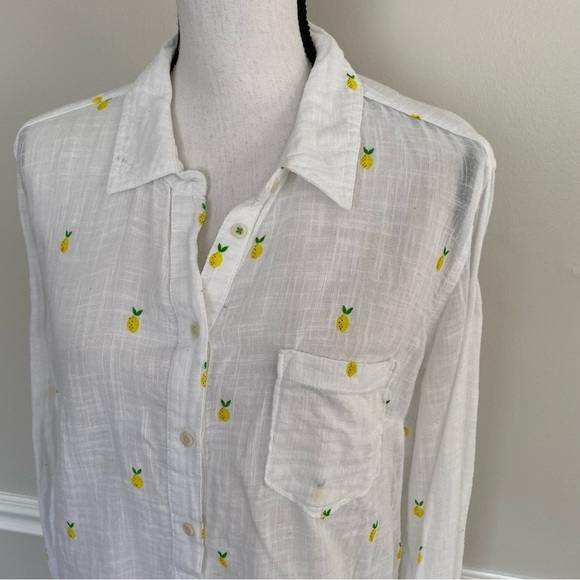 Merona White Pineapple Button Shirt Size XL - Picture 3 of 14